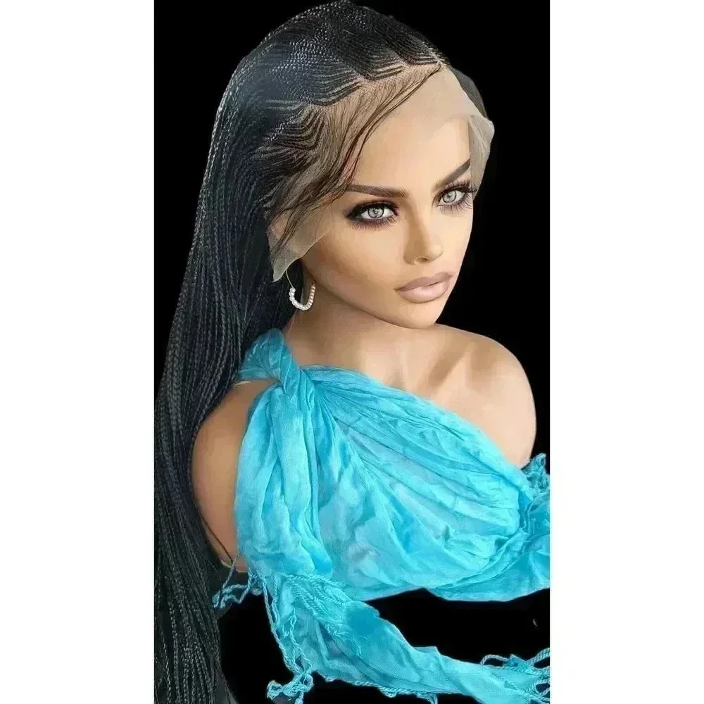 Long Jet Black Ghana Braid Wig - Handmade - Picture 14 of 16
